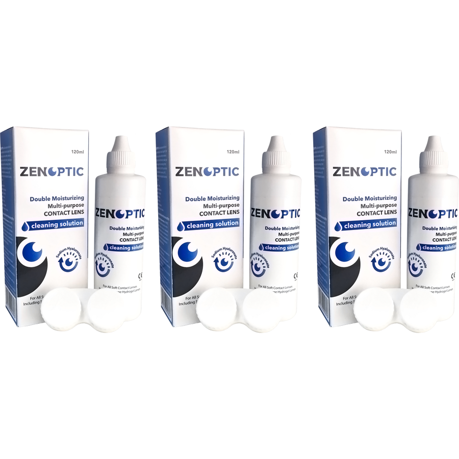 Solutie de curatare si intretinere lentile de contact ZENOPTIC Double Moisturizing 3 x 120 ml