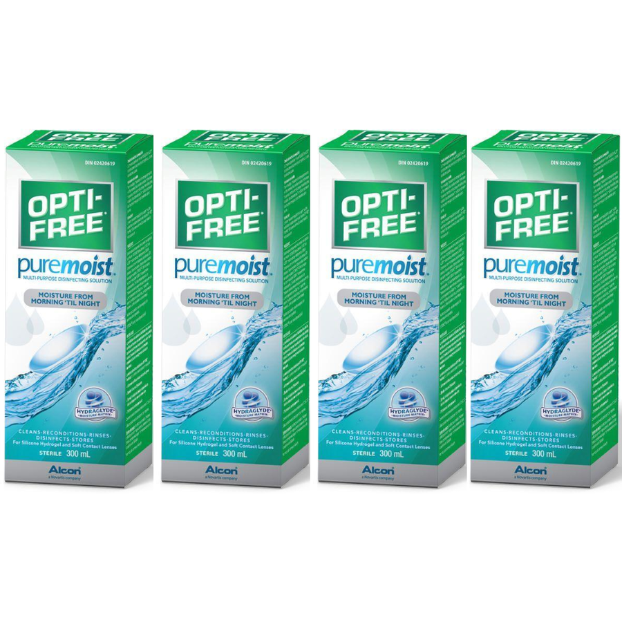 Solutie intretinere lentile de contact Opti-Free Pure Moist 4 x 300 ml + suport lentile cadou 300 imagine teramed.ro