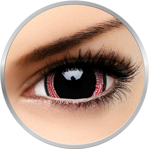 Crazy Ravenous - lentile de contact colorate rosii/negre anuale - 360 purtari (2 lentile/cutie)