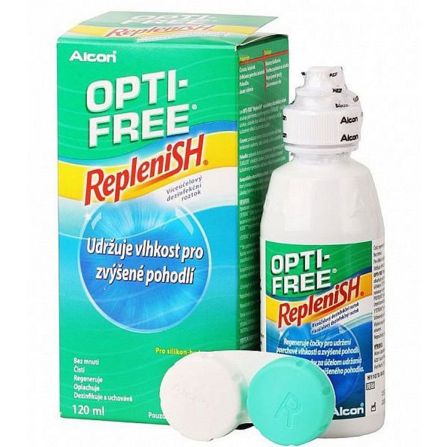 Solutie intretinere lentile de contact Opti-Free RepleniSH 120 ml + suport lentile cadou (Solutie