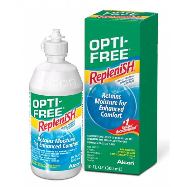 Solutie intretinere lentile de contact Opti-Free RepleniSH 300 ml + suport lentile cadou