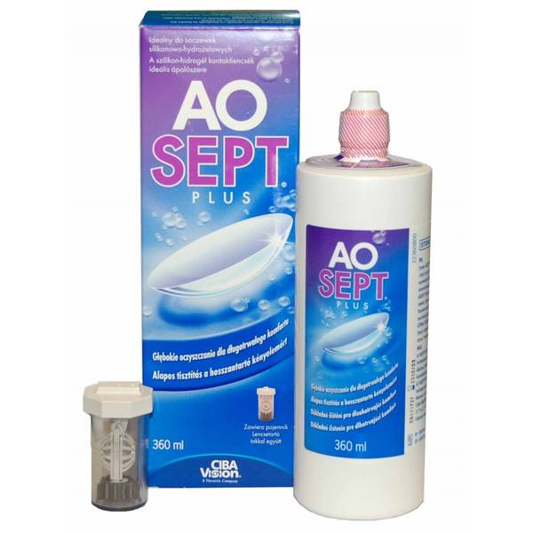 Alcon Solutie intretinere lentile de contact AO Sept Plus 360 ml + suport lentile cadou
