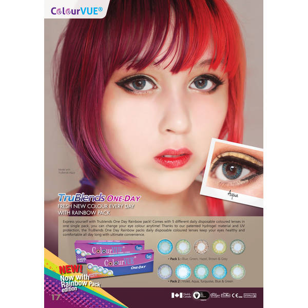 ColourVue Rainbow Pack 1 - lentile de contact colorate multicolore zilnice - 5 purtari (10 lentile/cutie)