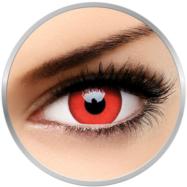Crazy Red Devil – lentile de contact colorate rosii anuale – 365 purtari (2 lentile/cutie) Lentile contact colorate