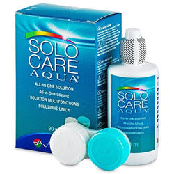 Menicon Solutie intretinere lentile de contact Solo-Care Aqua 90 ml + suport lentile cadou