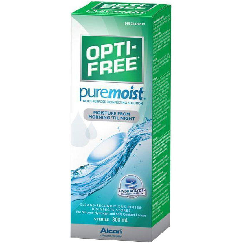 Solutie intretinere lentile de contact Opti-Free Pure Moist 300 ml + suport lentile cadou Pret Mic Alcon imagine noua