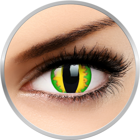 Crazy Green Dragon – lentile de contact colorate galbene lunare – 90 purtari (2 lentile/cutie) colorate imagine noua