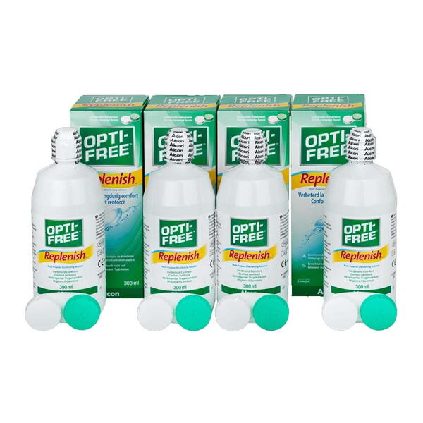 Alcon Solutie intretinere lentile de contact Opti-Free RepleniSH 4 x 300 ml + suport lentile cadou