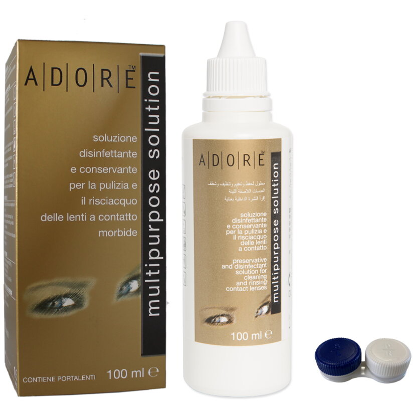 Solutie intretinere lentile de contact Adore Multi-Purpose 100 ml + suport lentile cadou Adore imagine noua