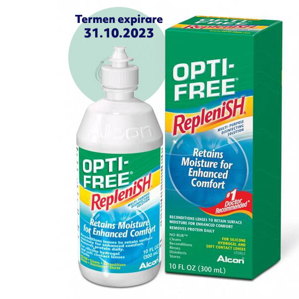 Solutie intretinere lentile de contact Opti-Free RepleniSH 300 ml + suport lentile cadou Alcon imagine noua