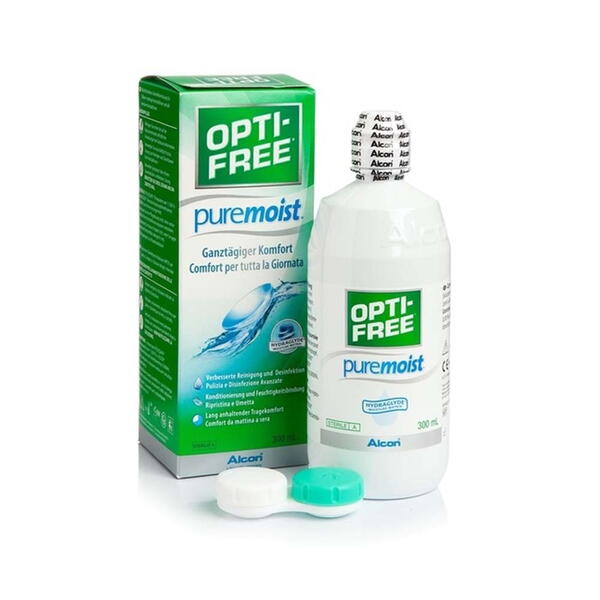 Solutie intretinere lentile de contact Opti-Free Pure Moist 300 ml + suport lentile cadou